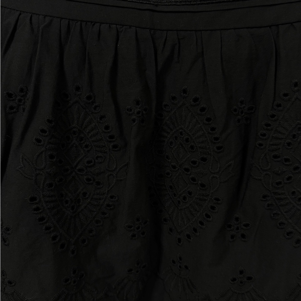 Jason Wu Black Eyelet Midi Skirt Tiered Embroidered Cotton Boho Romantic Size S - Picture 5 of 9